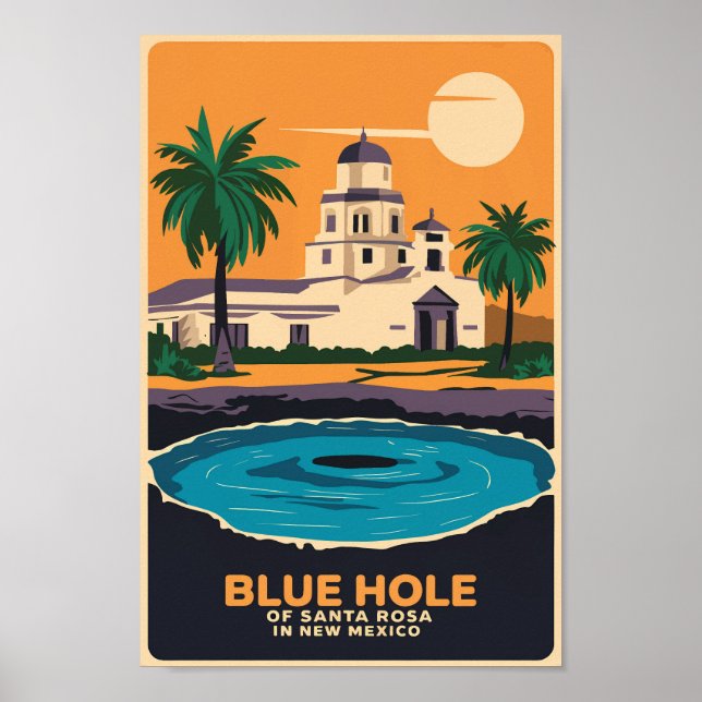 Blue Hole New Mexico Travel Art Vintage Poster (Front)
