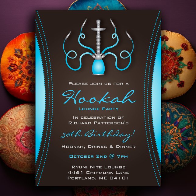 Blue Holi Hookah Party Invitation (Blue Holi Hookah Party Invitation
)
