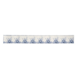 Blue Holiday Ribbon with French Floral Pattern Satin Ribbon