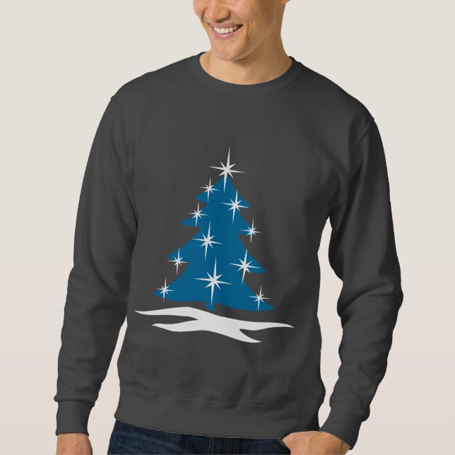 Blue Holiday Tree Sweatshirt Unisex Holiday Top (Front)