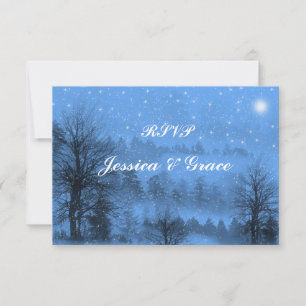 Blue, Holiday, Winter Wedding Response Card