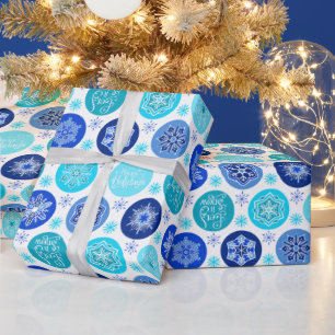 Blue Holidays Snowflakes Wrapping Paper