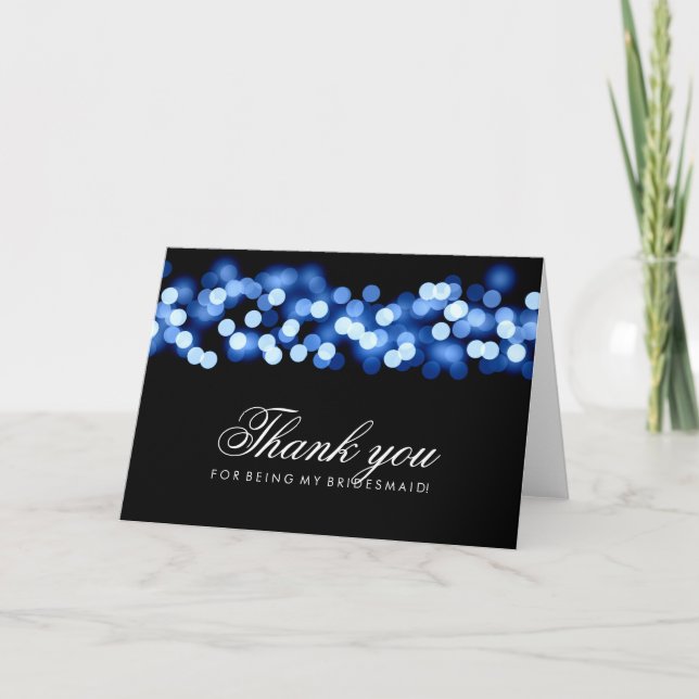 Blue Hollywood Glam Thank You Bridesmaid Card (Front)