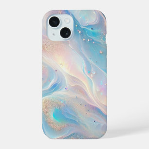 Blue Holographic Opal Gold Glitter iPhone 15 Case