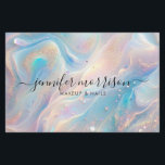 Blue Holographic Opal Gold Glitter Makeup, Beauty Flyer<br><div class="desc">Unleash your creative flair with our iridescent blue and pink opalescent flyer design, delicately accented with flecks of gold glitter for a touch of beauty and innovation. Tailored for makeup artists, nail artists, jewellery designers, beauty salons, or any creative professional, this design features a stunning script font on the front...</div>