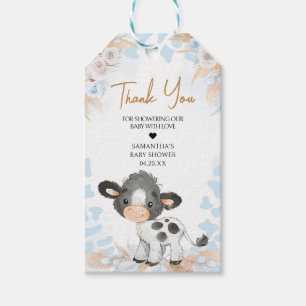 Blue Holy Cow Baby Shower Favour Tags 