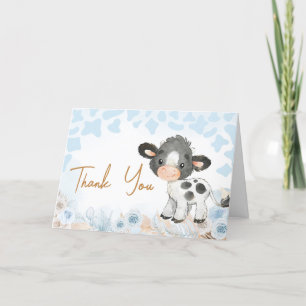 Blue Holy Cow Baby Shower Thank You Card