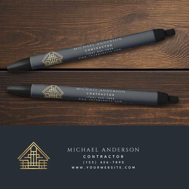 Blue Home Building Construction Business Black Ink Pen (Creator Uploaded)