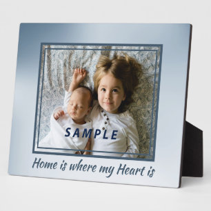 Blue Home is Where My Heart is Photo Plaque