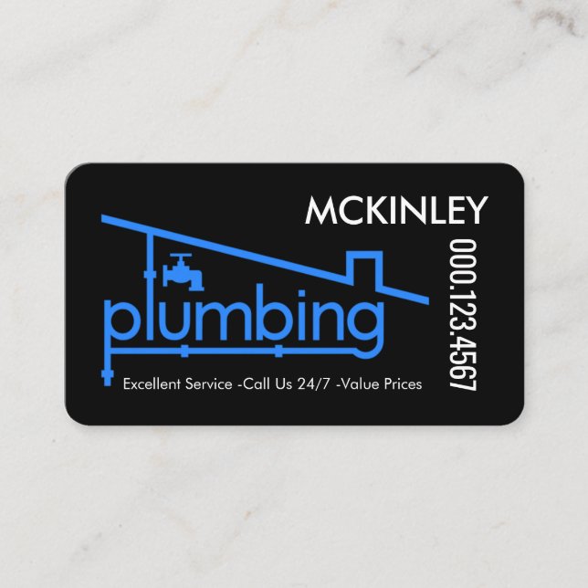 Blue Home Plumbing Pipeline Plumber Repair Business Card (Front)
