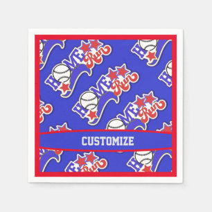 Blue Home Run Baseball Napkin