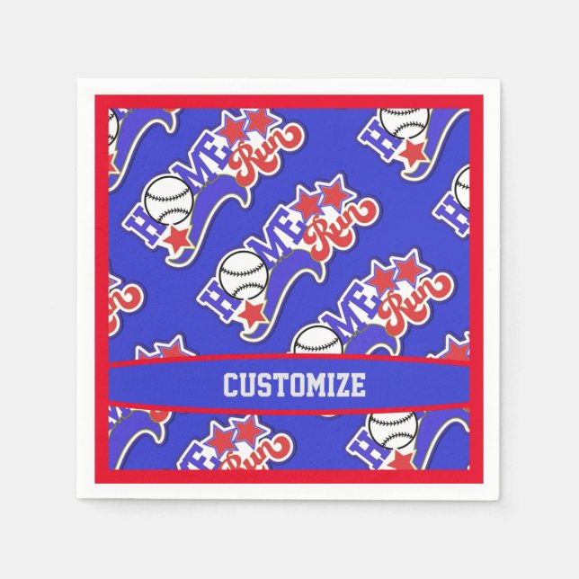 Blue Home Run Baseball Napkin (Front)