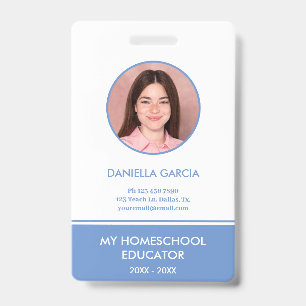 Blue Homeschool Teacher Photo ID Badge