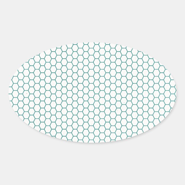 Blue Honey Comb Pattern Oval Sticker (Front)