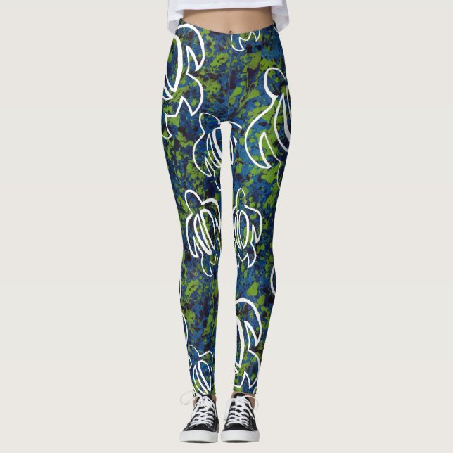 Blue Honu Leggings (Front)