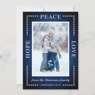 Blue Hope Peace Love Snow Stars Christmas Photo Holiday Card