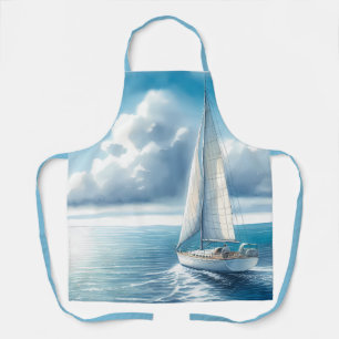 Blue Horizon Solitary Sailboat Apron