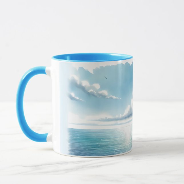 Blue Horizon Solitary Sailboat Mug (Left)