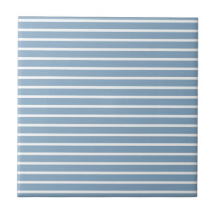 Blue Horizontal Stripe Pattern Ceramic Tile
