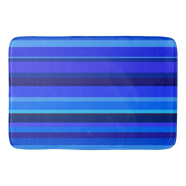 Blue horizontal stripes bath mat (Front)