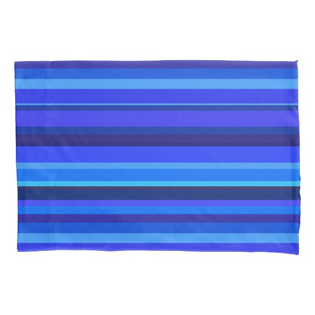 Blue horizontal stripes pillowcase (Front)