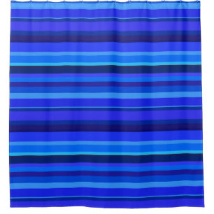 Blue horizontal stripes shower curtain
