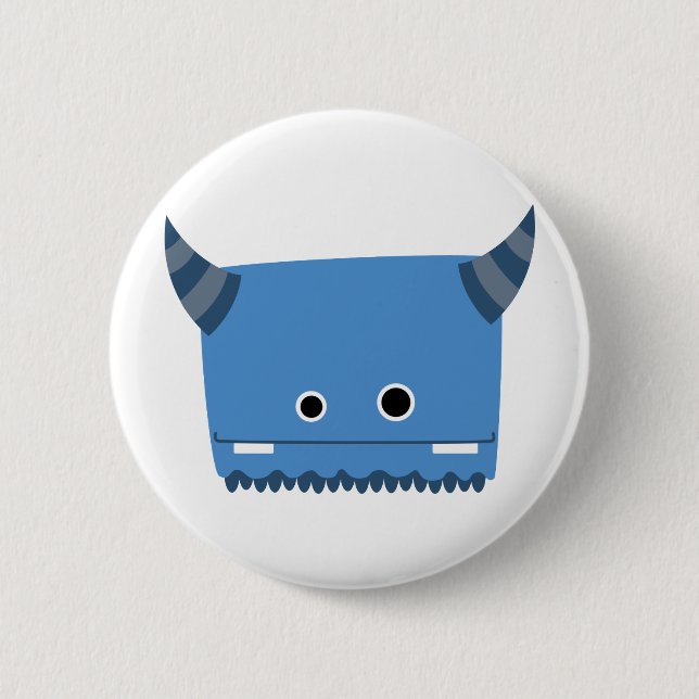 Blue Horned Monster 6 Cm Round Badge (Front)