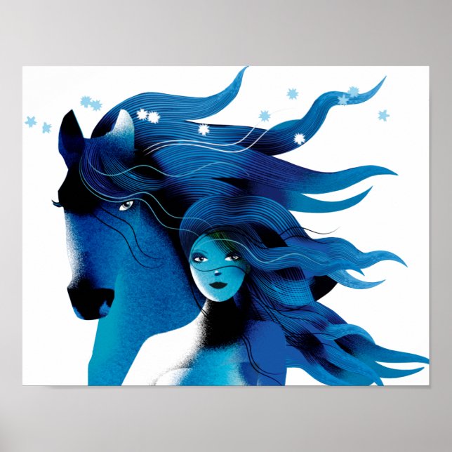 Blue Horse and a Girl Poster (Front)
