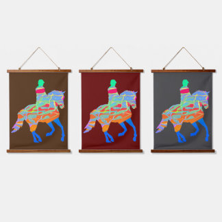 Blue Horse And Rider  Series of 3 Hanging Tapestry