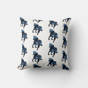 Blue  Horse Art  Throw Cushion