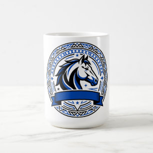 Blue Horse Badge With Ornamental Frame Coffee Mug