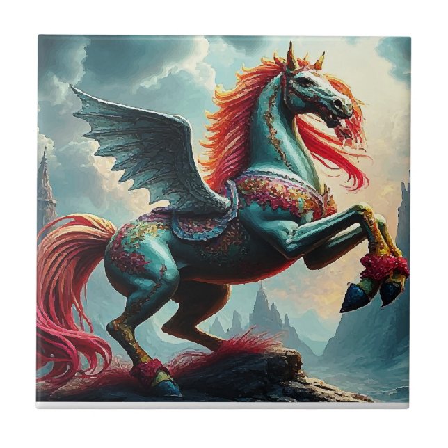BLUE HORSE CERAMIC TILE (Front)