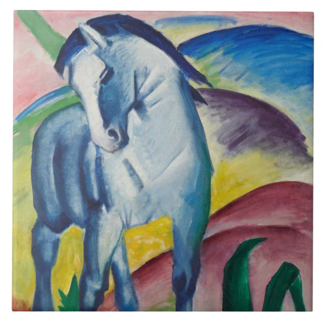 Blue Horse (Cute Animal) (by Marc Franz) Ceramic Tile (Front)