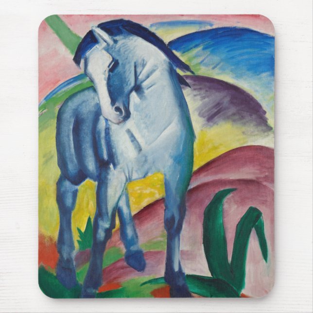 Blue Horse (Cute Animal) (by Marc Franz) Mouse Pad (Front)
