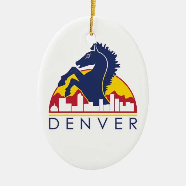 Blue Horse Denver Ceramic Ornament (Front)