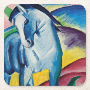 Blue Horse I by Franz Marc Square Paper Coaster