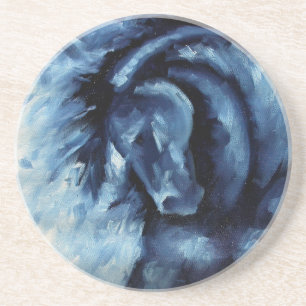 Blue Horse Oil Painting Coaster