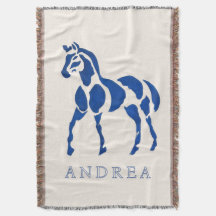 Blue Horse Painting Modern Equestrian Home Decor