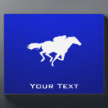 Blue Horse Racing Plaque<br><div class="desc">You will love this cool blue horse racing equestrian race horses jockey design. Great for gifts! Available on tee shirts, smart phone cases, mousepads, keychains, posters, cards, electronic covers, computer laptop / notebook sleeves, caps, mugs, and more! Visit our site for a custom gift case for Samsung Galaxy S3, iphone...</div>