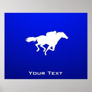 Blue Horse Racing Poster