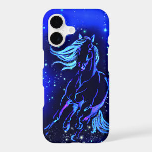 Blue Horse Running In Starry Night iPhone Case