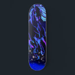 Blue Horse Running In Starry Night Skateboard<br><div class="desc">Neon Blue Horse Running At Moonlight Starry Night Magic Animal Drawing - Choose / Add Your Unique Text / Colour - Make Your Special Gift - Resize and move or remove and add elements / image with customisation tool ! - Drawing and Design by MIGNED. You can also transfer my...</div>