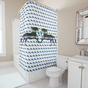 Blue Horse Shower Curtain