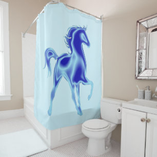 Blue Horse Shower Curtain - Yoor Colour - Text