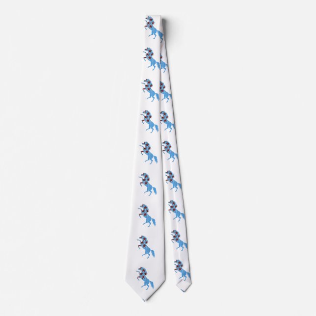 Blue horse silhouette tie (Front)
