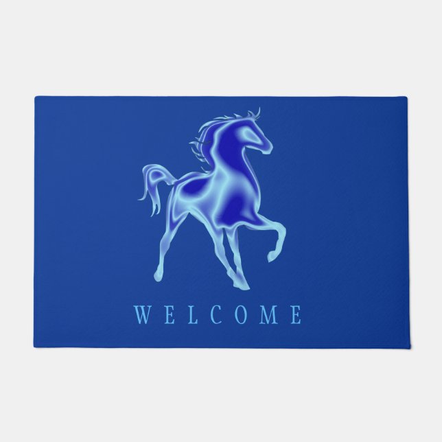 Blue Horse - Welcome Doormat (Front)