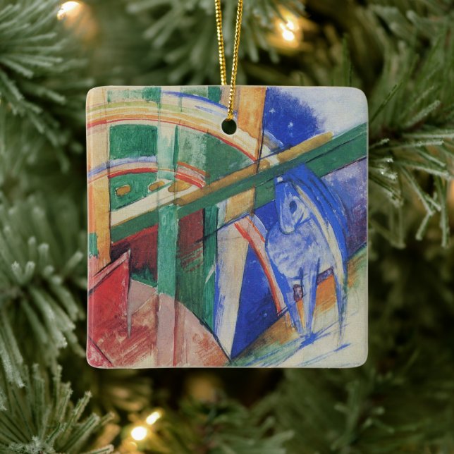 Blue Horse with Rainbow by Franz Marc Ceramic Ornament (Tree)