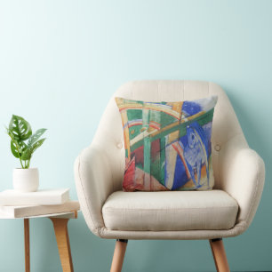 Blue Horse with Rainbow by Franz Marc Cushion