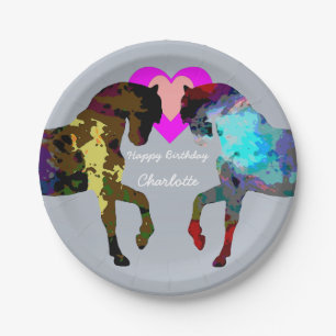 Blue Horses Personalised Paper Plates