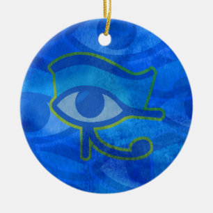 Blue Horus Eye Ceramic Ornament